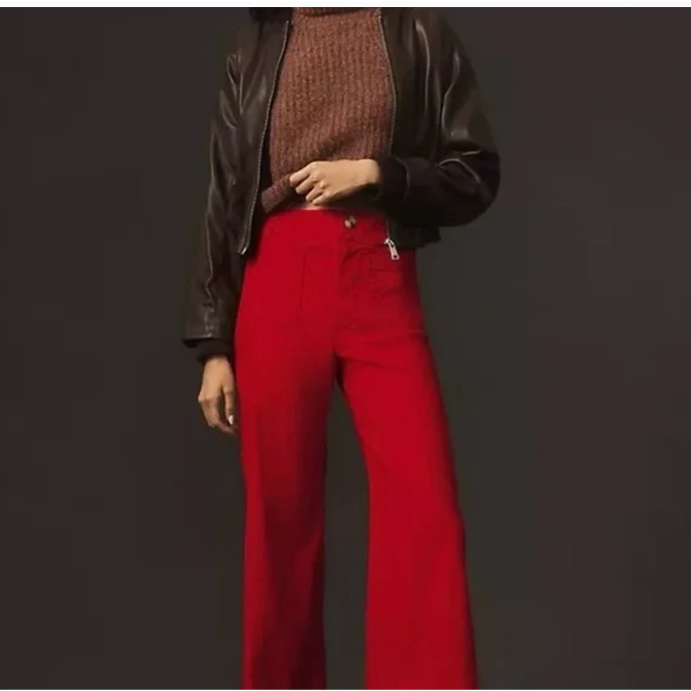 High-Waist Wide Leg Pants in Red